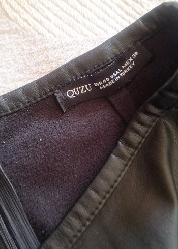 Siyah Deri Kemerli Mini Etek - Görsel 2