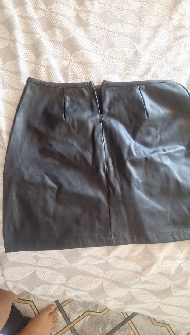 Siyah Deri Kemerli Mini Etek - Görsel 3