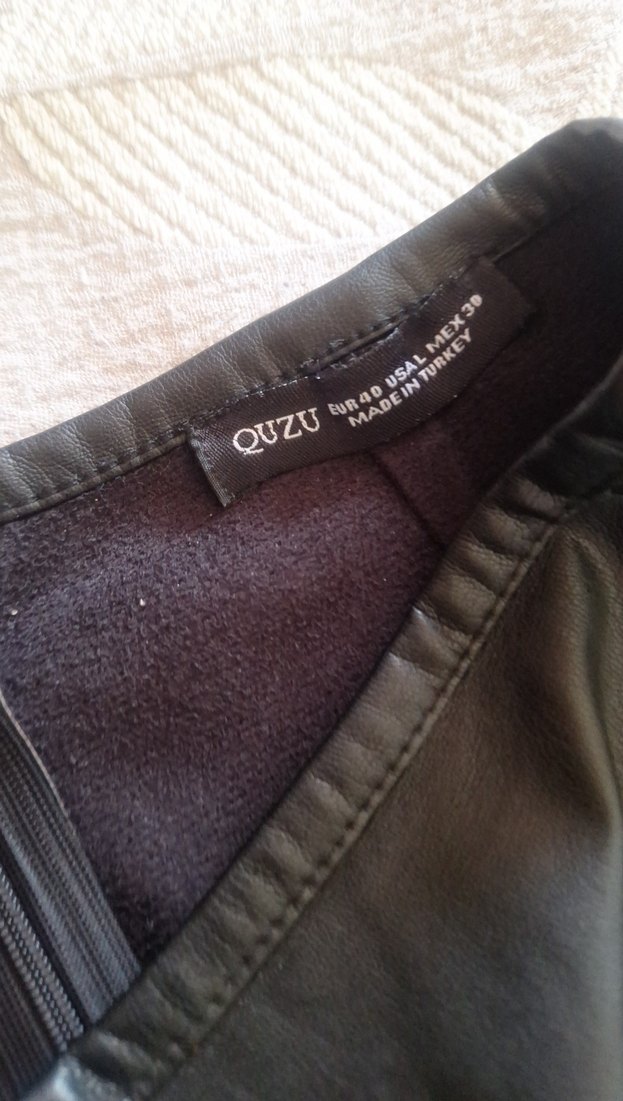 Siyah Deri Kemerli Mini Etek - Görsel 2