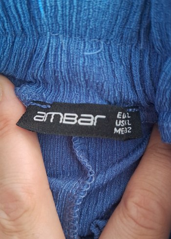 Mavi Keten Salaş Midi Pantolon - Görsel 3