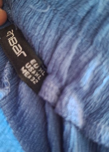 Mavi Keten Salaş Midi Pantolon - Görsel 4