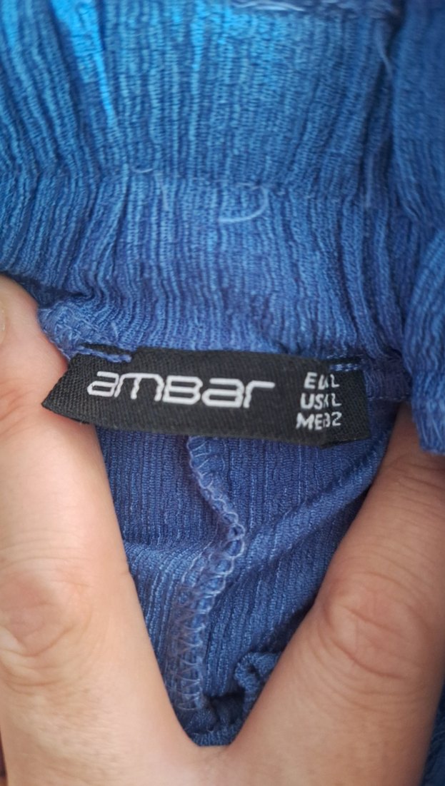 Mavi Keten Salaş Midi Pantolon - Görsel 3