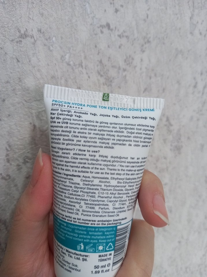 Procsin Hydra Pone Tone Up SPF 50 Güneş Kremi - Görsel 3