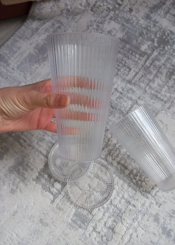 Gri Renkli Çizgili 2'li Bardak Seti - Görsel 2