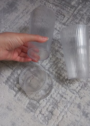 Gri Renkli Çizgili 2'li Bardak Seti - Görsel 3