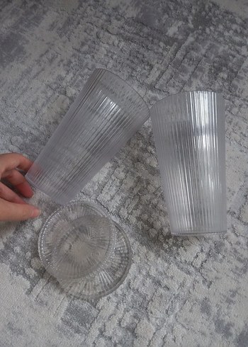 Gri Renkli Çizgili 2'li Bardak Seti - Görsel 7