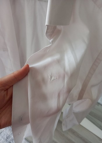 Düğmeli Beyaz Pamuklu Erkek Gömlek - Görsel 5