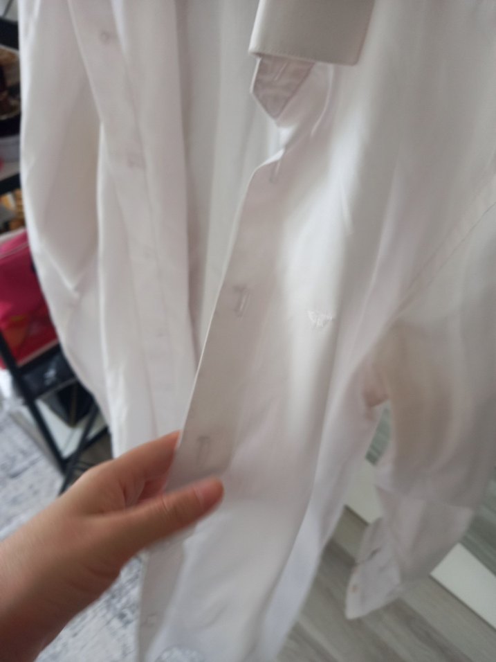 Düğmeli Beyaz Pamuklu Erkek Gömlek - Görsel 4