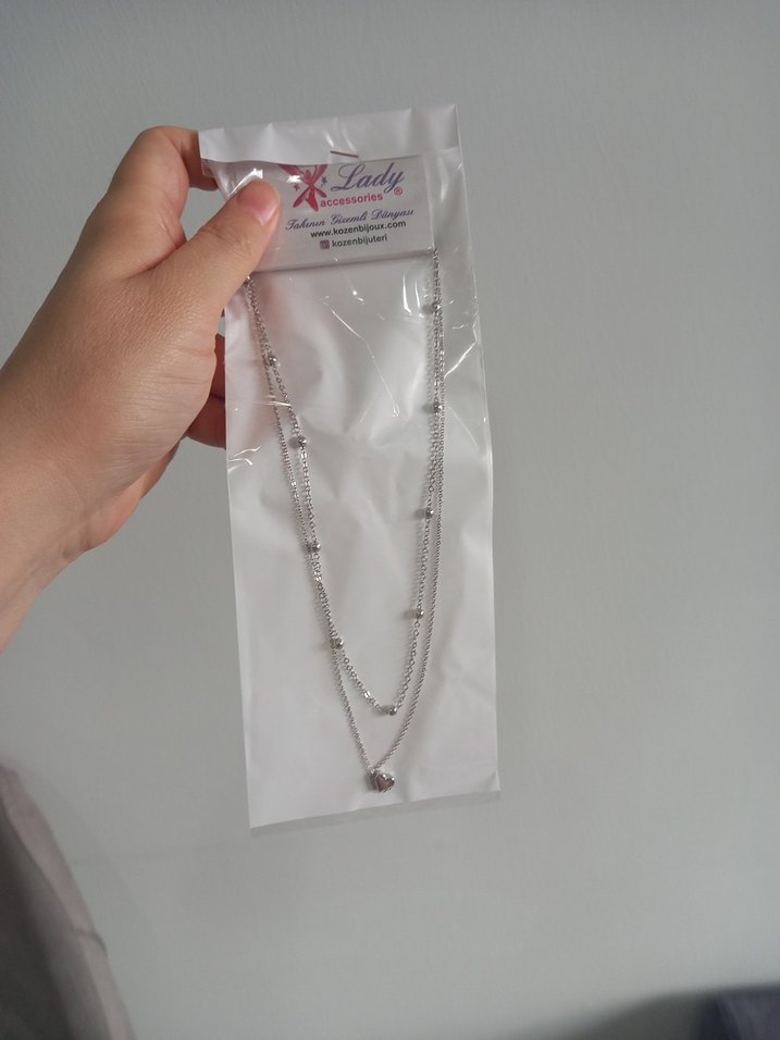 Gri Zincir Detaylı Midi Kadın Kolye - Görsel 3