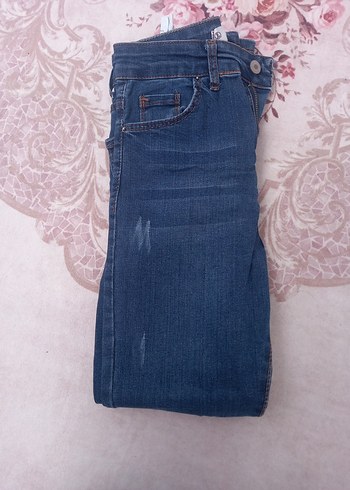 26 Beden Düğmeli Mavi Midi Boy Kadın Denim Pantolon