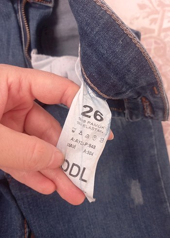 26 Beden mavi Renk Düğmeli Mavi Midi Boy Kadın Denim Pantolon