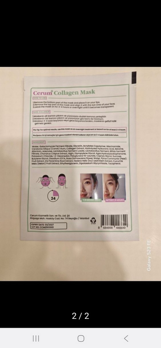 Cerum Kolajen ve Hyaluronik Asitli Maske 34ml - Görsel 2