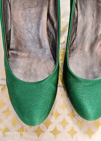 Yeşil Saten Stiletto Ayakkabı - Görsel 3