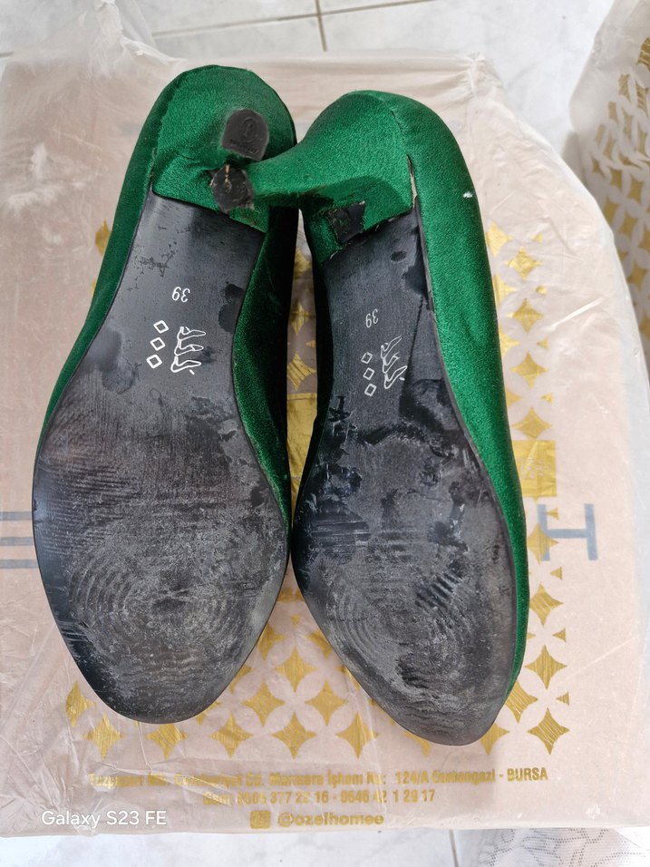 Yeşil Saten Stiletto Ayakkabı - Görsel 4
