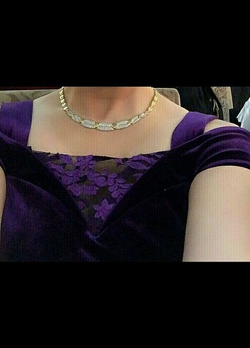 IGS Mor kadife balık abiye elbise - Görsel 2