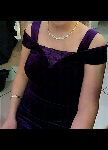 IGS Mor kadife balık abiye elbise - Görsel 4