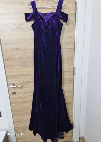 IGS Mor kadife balık abiye elbise - Görsel 9