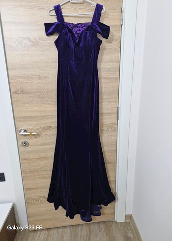 IGS Mor kadife balık abiye elbise - Görsel 8