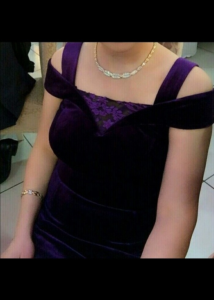 IGS Mor kadife balık abiye elbise - Görsel 4