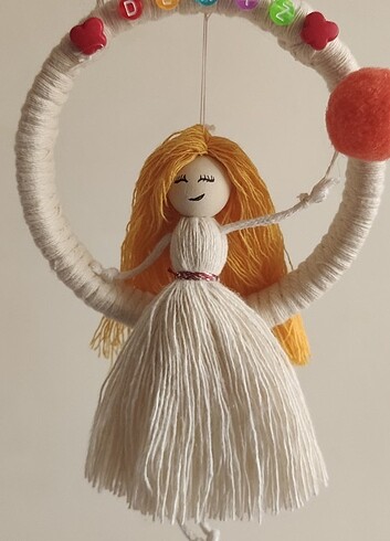 Makrome bebek duvar süsü - Görsel 3