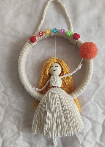 Makrome bebek duvar süsü - Görsel 4