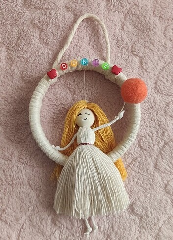 Makrome bebek duvar süsü - Görsel 6