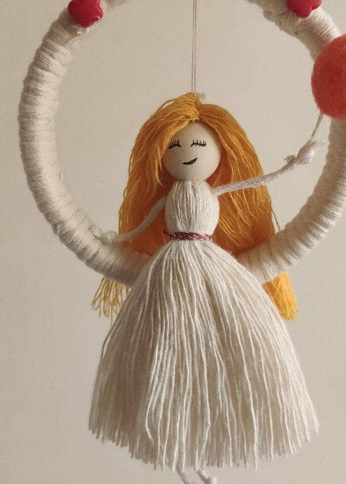 Makrome bebek duvar süsü - Görsel 2