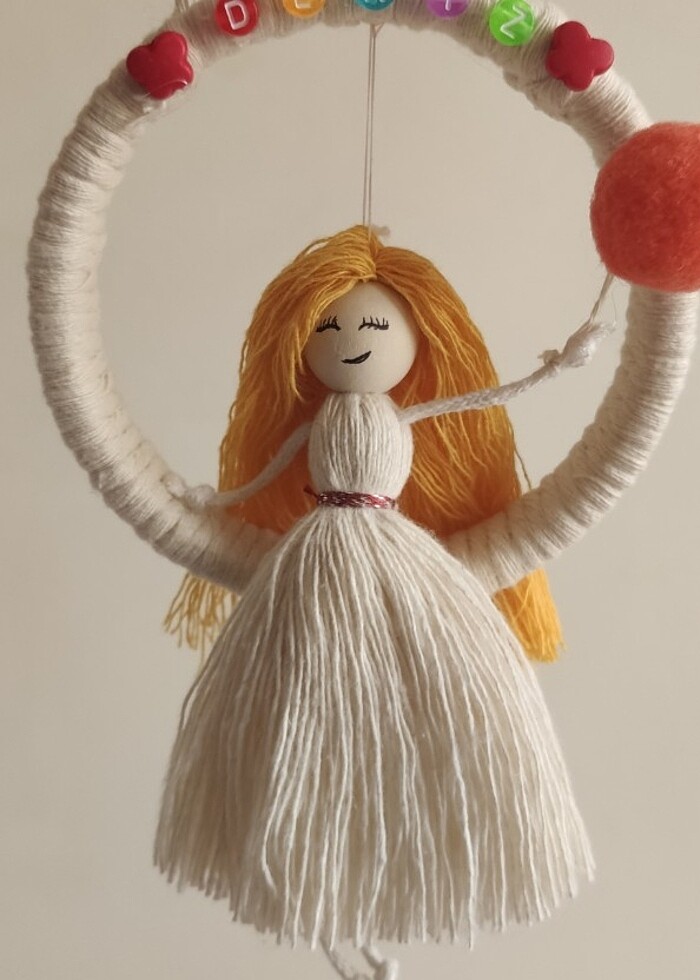 Makrome bebek duvar süsü - Görsel 3