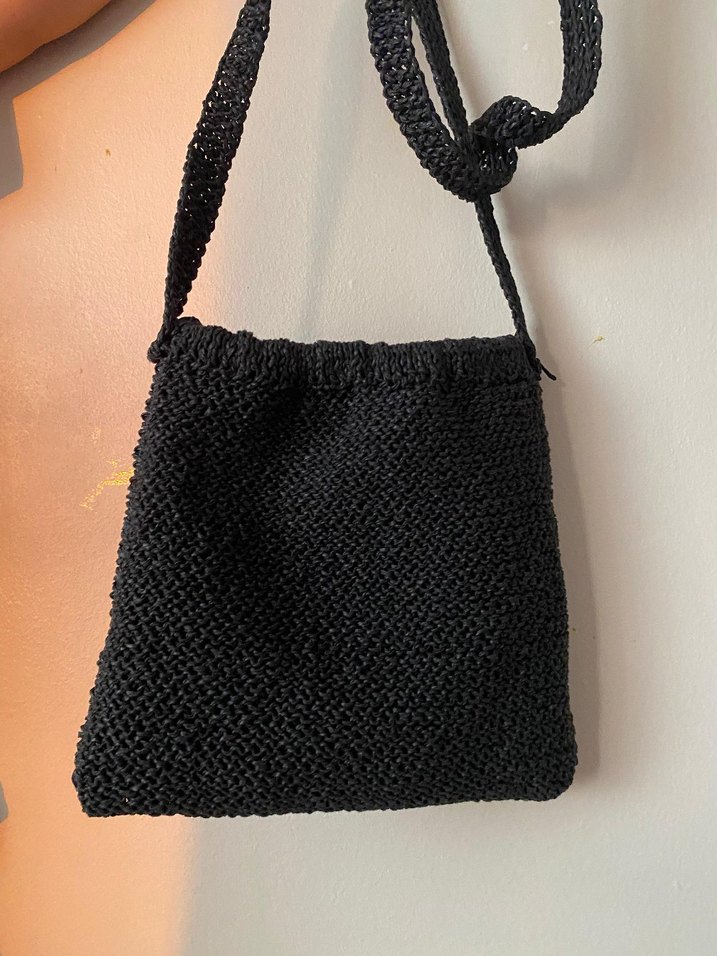 Diger Siyah Nakışlı Boncuklu Örgü Kadın Çanta - Görsel 4