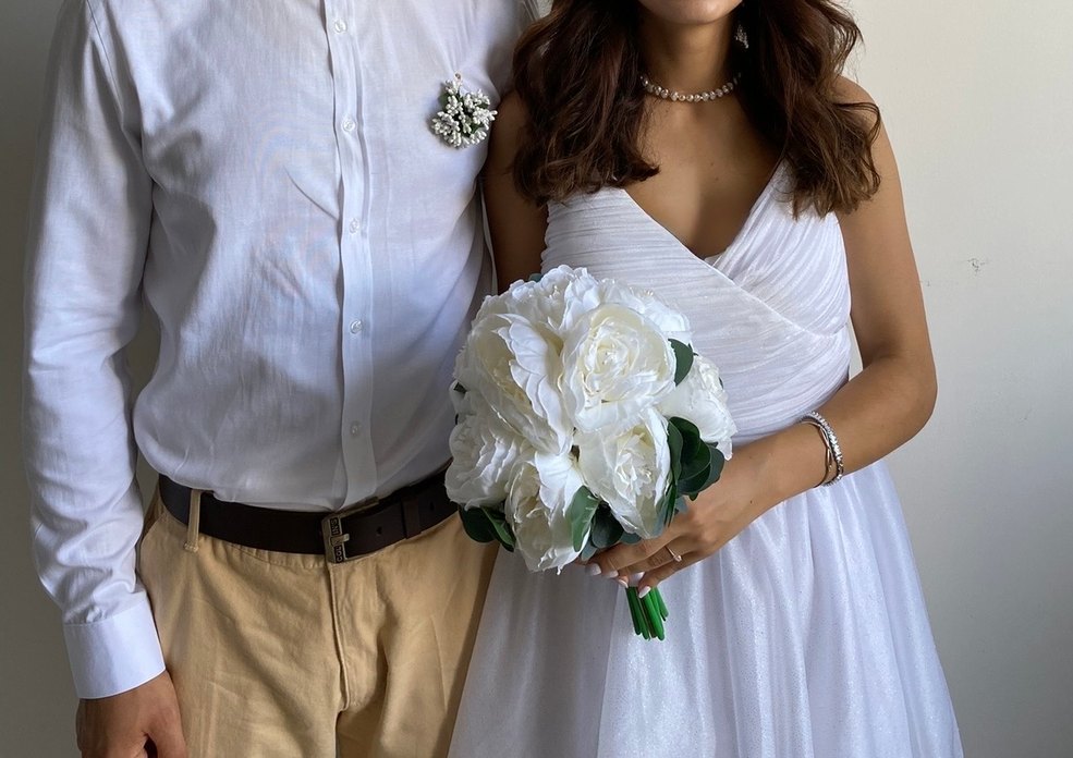 Beyaz Midi A Kesim Straplez nikah elbisesi - Görsel 3