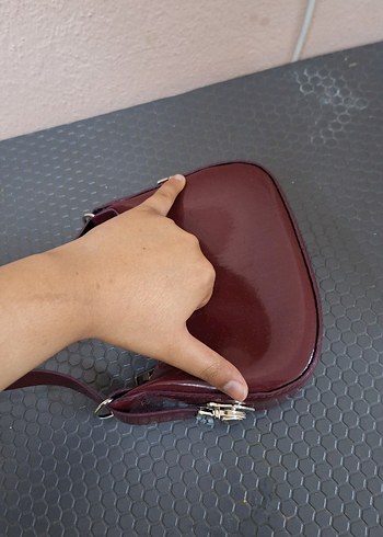 Beden Bordo Deri Parlak Kadın Omuz Çantası