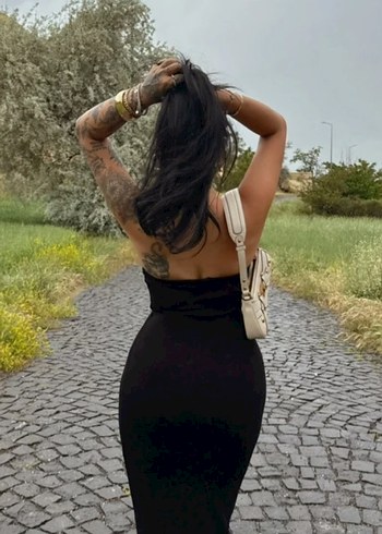 Siyah Deri Straplez Uzun Kadın Elbise - Görsel 2