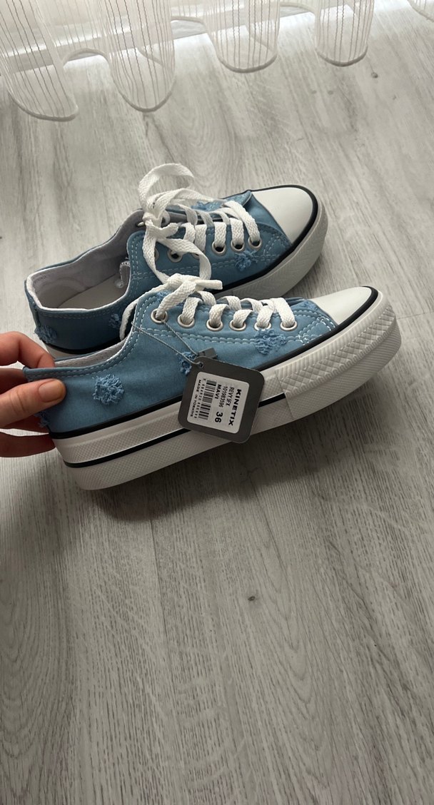 Kadın Mavi Denim Bağcıklı Spor Ayakkabı - Görsel 4