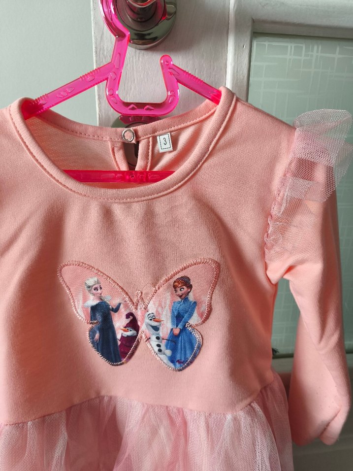 Kız Çocuk Uzun Kollu Pembe Fırfırlı Elbise - Görsel 2