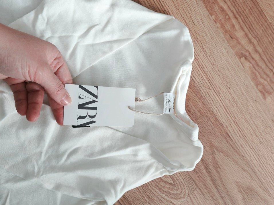 Zara Kız Çocuk Beyaz Uzun Kollu Basic Tişört - Görsel 3