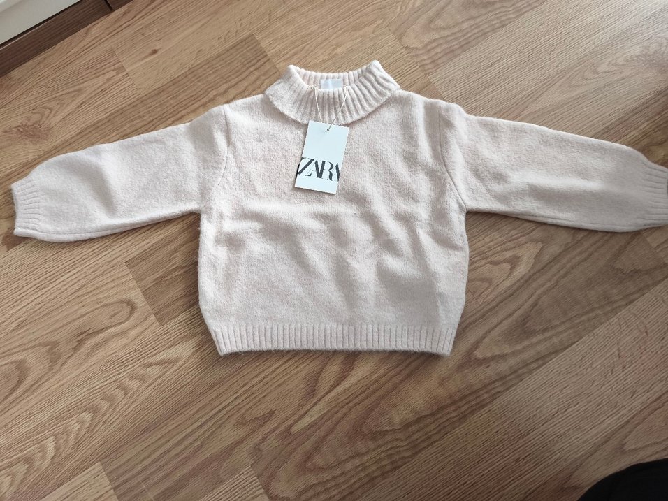 Beyaz Örgü Yün Kız çocuk Kazak - Görsel 2