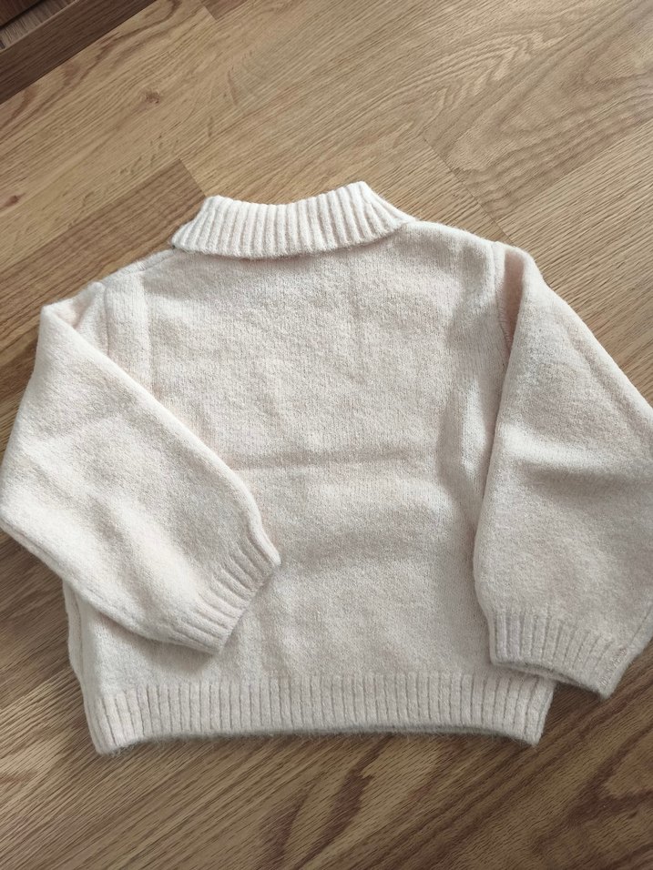 Beyaz Örgü Yün Kız çocuk Kazak - Görsel 4