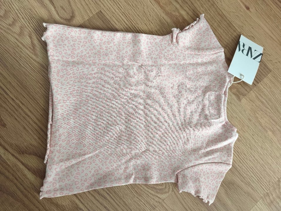 Kız Çocuk Pembe Örme Kısa Kollu Tişört - Görsel 3