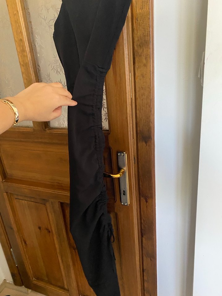 Siyah Drapeli Midi Abiye Elbise - Görsel 2