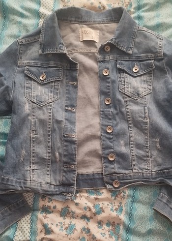 m Beden Düğmeli Kadın Mavi Denim Ceket