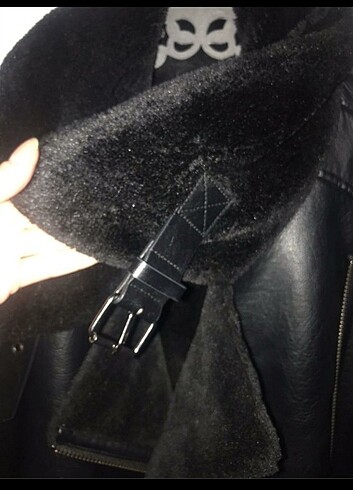 s Beden siyah Renk Stradivarius içi kürklü biker Ceket