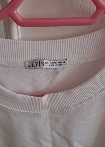 l Beden Dilvin Beyaz Kısa Kollu Basic Tişört