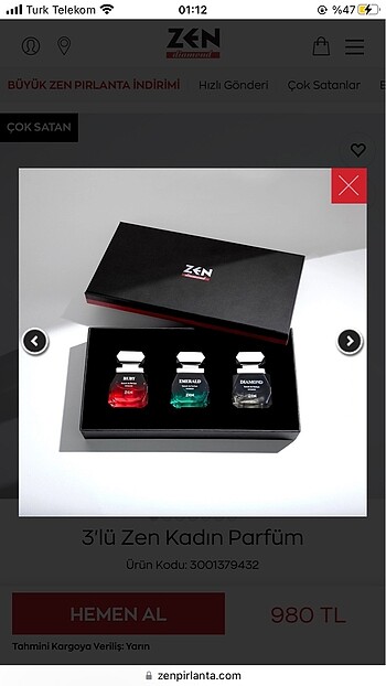 Zen 3lü kadın parfüm seti