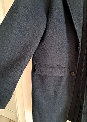l Beden Zara marka lacivert oversize kaşe kaban