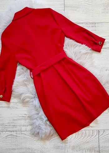 Düğmeli Kırmızı Elbise - Görsel 10
