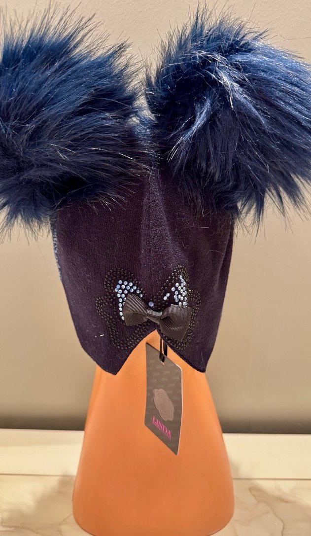 Kristal taşlı Çift ponponlu Kürklü Kadın Bere - Görsel 2