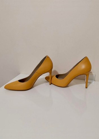 Pier Lucci Sarı Deri Stiletto Kadın Topuklu Ayakkabı - Görsel 4
