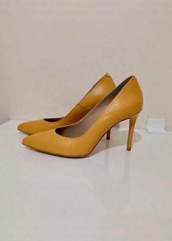 Pier Lucci Sarı Deri Stiletto Kadın Topuklu Ayakkabı - Görsel 2