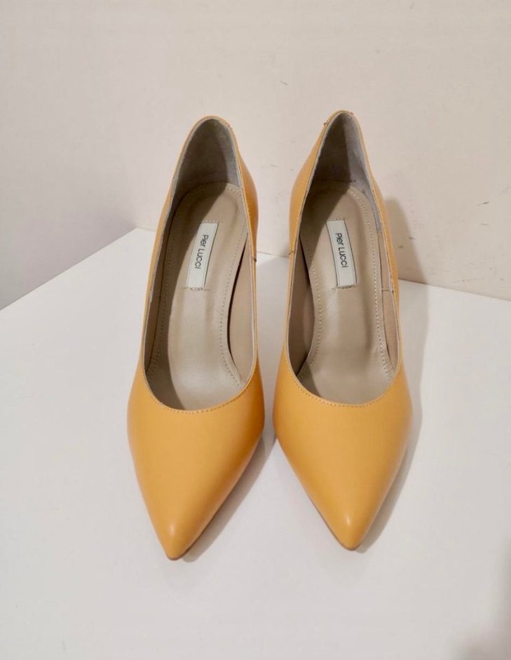 Pier Lucci Sarı Deri Stiletto Kadın Topuklu Ayakkabı - Görsel 3