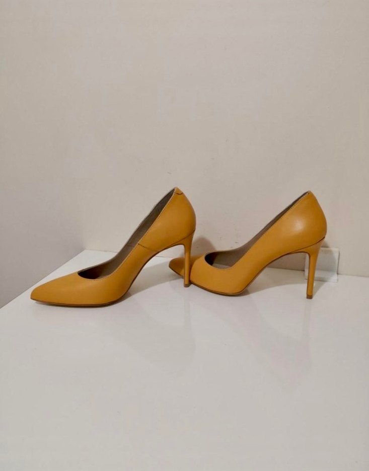 Pier Lucci Sarı Deri Stiletto Kadın Topuklu Ayakkabı - Görsel 4